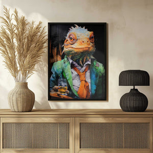 Tablou înramat „Chameleon Watercolor Animal Art” de Justyna Jaszke