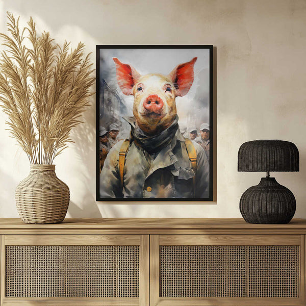 Tablou înramat „Pig 1984 Watercolor Animal Art” de Justyna Jaszke