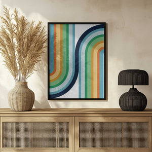 Tablou înramat „Colorful curved lines 2” de Vitor Costa