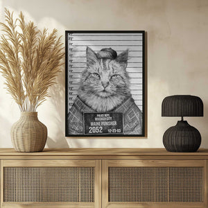 Tablou înramat „Cat In A Police Lineup” de Mike Koubou
