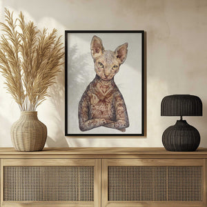 Tablou înramat „Stylish Tattoo Cat” de Mike Koubou