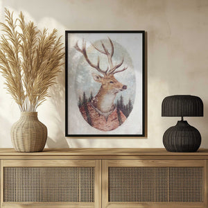 Tablou înramat „Deer In A Rustic Outfit” de Mike Koubou