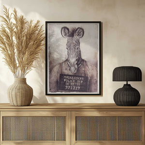 Tablou înramat „Zebra Mugshot Mystery” de Mike Koubou
