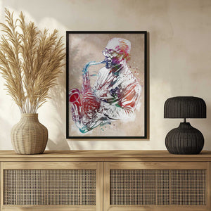 Tablou înramat „Saxophone music art” de Justyna Jaszke