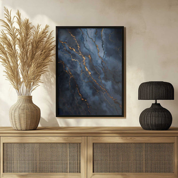 Tablou înramat „Blackout With Gold Vibes” de Kintsugi99