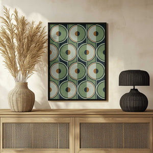 Tablou înramat „Retro Circles Green” de Alexandra Weise