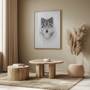 Tablou înramat „Portrait of a Timber Wolf” de Jim Cumming