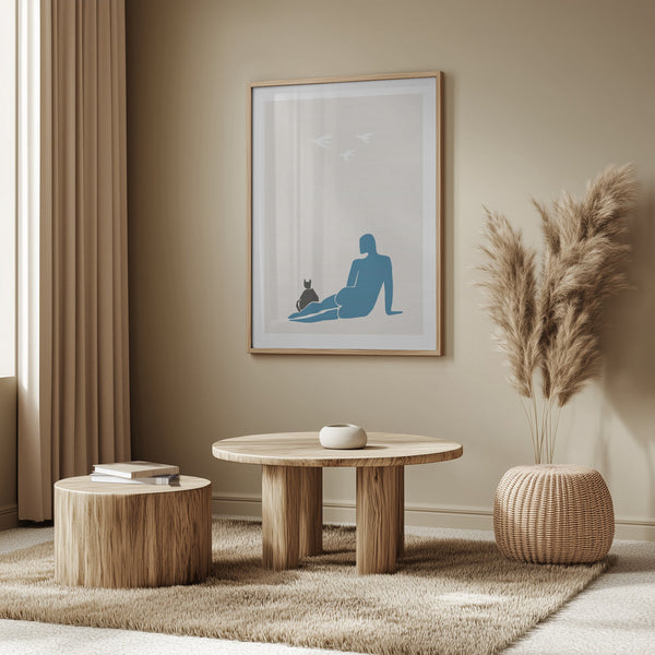 Tablou înramat „Woman and Cat” de Pictufy Studio II