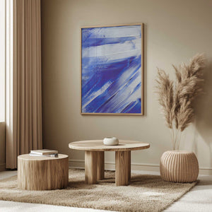 Tablou înramat „White and Blue Brushstrokes” de uplusmestudio