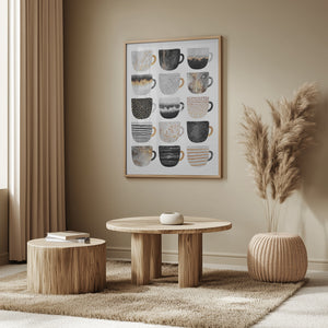 Tablou înramat „Pretty Coffee Cups” de Elisabeth Fredriksson