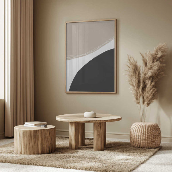 Tablou înramat „Beige And Black Organic Shapes” de uplusmestudio