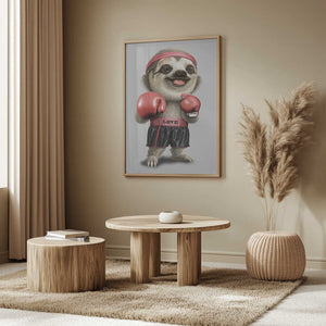Tablou înramat „the boxing sloth” de Adam Lawless