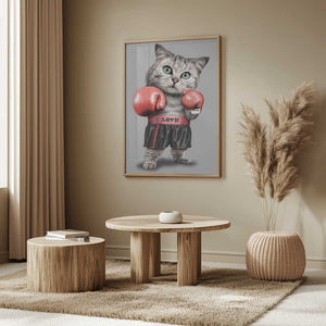 Tablou înramat „boxing cat” de Adam Lawless