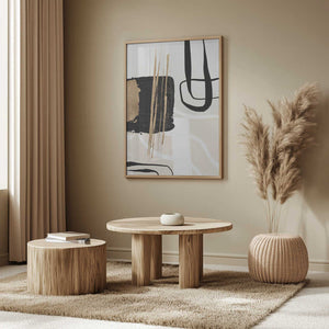 Tablou înramat „Abstract Black and Gold-5” de Sally Ann Moss