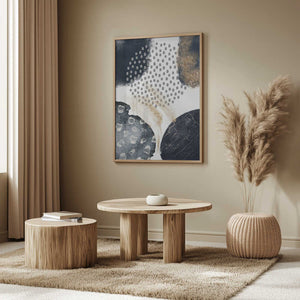 Tablou înramat „Abstract Black and Gold-3” de Sally Ann Moss