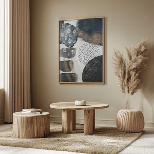 Tablou înramat „Abstract Black and Gold-2” de Sally Ann Moss