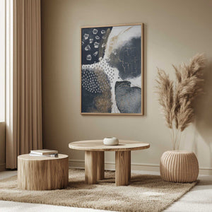 Tablou înramat „Abstract Black and Gold-1” de Sally Ann Moss
