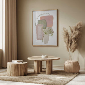 Tablou înramat „Delicate Pink and Green-1” de Sally Ann Moss
