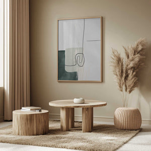 Tablou înramat „Abstract Shapes in Green-1” de Sally Ann Moss