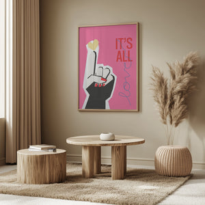 Tablou înramat „It's All Love Hand Pink” de Frances Collett