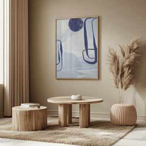 Tablou înramat „Lines of Blue-3” de Sally Ann Moss