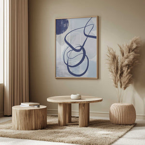 Tablou înramat „Lines of Blue-2” de Sally Ann Moss