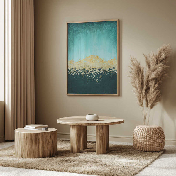 Tablou înramat „Golden Dawn Teal” de Alyson Storms