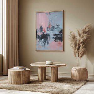 Tablou înramat „Pink and Grey Abstract 2” de Alyson Storms