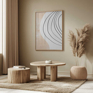 Tablou înramat „Beige Black Line Art” de Melloi Art Prints