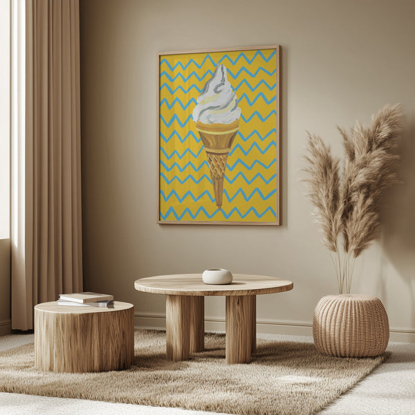 Tablou înramat „Ice Cream Yellow Zigzag” de Alice Straker