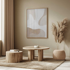 Tablou înramat „Abstract Earth Tones with Organic Lines” de Melloi Art Prints