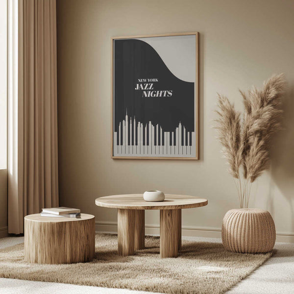 Tablou înramat „Jazz Nights Nyc   Black” de Kubistika