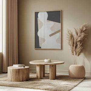 Tablou înramat „Beige Graphic Curves Art” de Elena Ristova