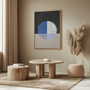 Tablou înramat „Isected Circle with Blue and White Quadrants” de Elena Ristova