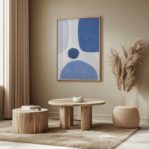 Tablou înramat „Blue Harmony Shapes” de Elena Ristova