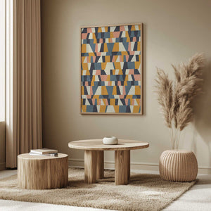 Tablou înramat „Rainbow Plus Shapes  Blue Mustard14” de Ana Rut Bre
