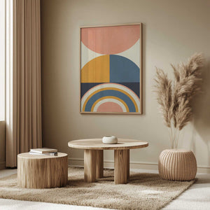 Tablou înramat „Rainbow Plus Shapes  Blue Mustard10” de Ana Rut Bre