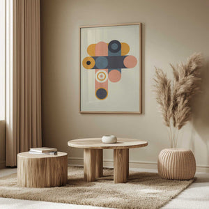 Tablou înramat „Rainbow Plus Shapes  Blue Mustard8” de Ana Rut Bre