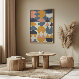 Tablou înramat „Rainbow Plus Shapes  Blue Mustard6” de Ana Rut Bre