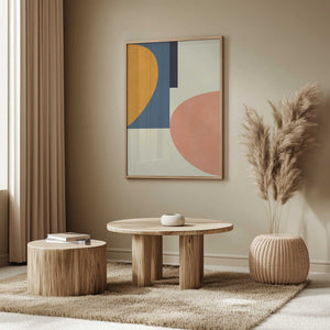 Tablou înramat „Rainbow Plus Shapes  Blue Mustard1” de Ana Rut Bre