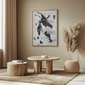 Tablou înramat „Monochrome Dynamic Brushstrokes” de uplusmestudio