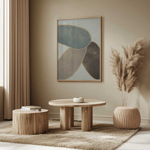 Tablou înramat „Abstract Circles With Gold 3” de Bilge Paksoylu