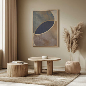 Tablou înramat „Abstract Circles With Gold 1” de Bilge Paksoylu