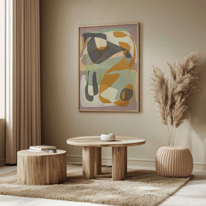 Tablou înramat „Luminous Ochre Abstract Infinity” de Little Dean