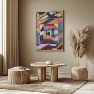Tablou înramat „Geometric Shapes and Bold Brushstrokes” de Little Dean