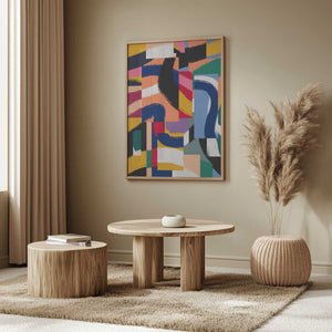 Tablou înramat „Shapes with Dynamic Brushstrokes” de Little Dean