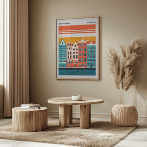 Tablou înramat „Amsterdam Travel Poster” de Retrodrome