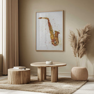 Tablou înramat „Saxophone Abstract Watercolor” de Michael Tompsett