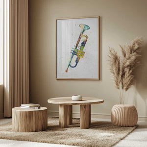 Tablou înramat „Trumpet Abstract Watercolor” de Michael Tompsett