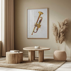 Tablou înramat „Trumpet Abstract Watercolor” de Michael Tompsett